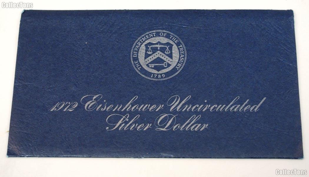 1972 Blue Eisenhower Ike Uncirculated Silver Dollar OGP Replacement Envelope