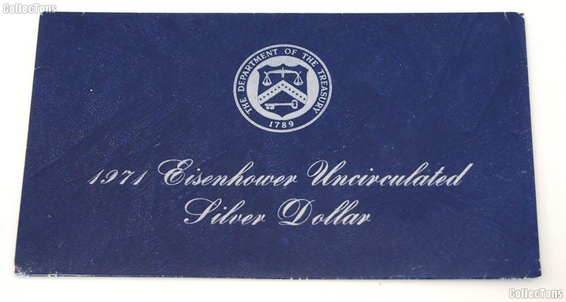 1971 Blue Eisenhower Ike Uncirculated Silver Dollar OGP Replacement Envelope