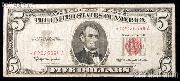 Five Dollar Bill Red Seal STAR NOTE Series 1963 US Currency