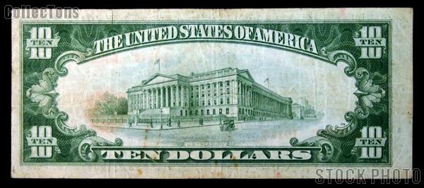 Ten Dollar Bill National Bank Note Brown Seal US Currency