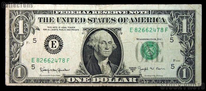 One Dollar Bill Federal Reserve Note Series 1963B BARR NOTE US Currency Good or Better