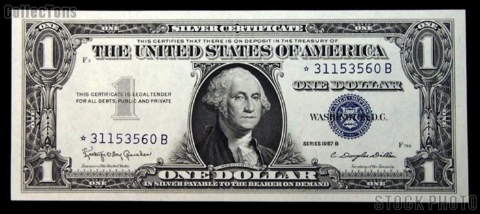 One Dollar Bill Silver Certificate STAR NOTE Series 1957 US Currency CU Crisp Uncirculated