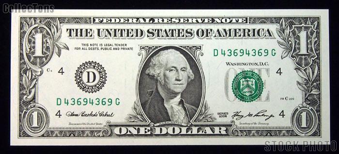 One Dollar Bill Federal Reserve Note FRN "REPEATER" US Currency CU Crisp Uncirculated