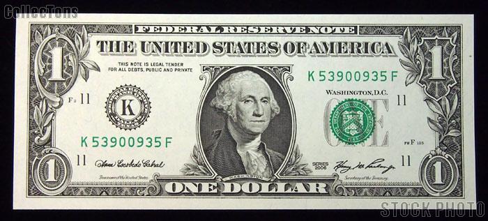 One Dollar Bill Federal Reserve Note FRN "RADAR" US Currency CU Crisp Uncirculated