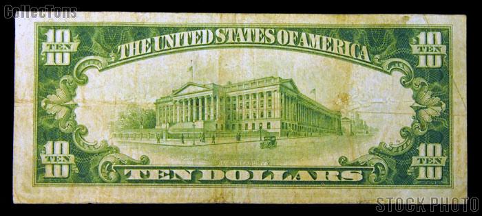 Ten Dollar Bill Green Seal FRN Series 1928 US Currency Good or Better