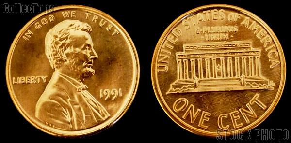 Lincoln Memorial Cent Copper-Plated Zinc (1982-2008) 5 Different Coin Lot Brilliant Uncirculated Condition