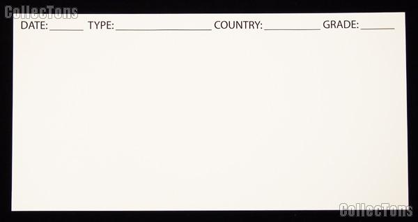 Currency Filing Cards - Pack of 25 Large Size