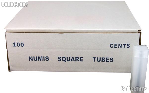 100 Coin Tubes for CENTS by Numis Square Plastic Coin Tubes for 50 Cents
