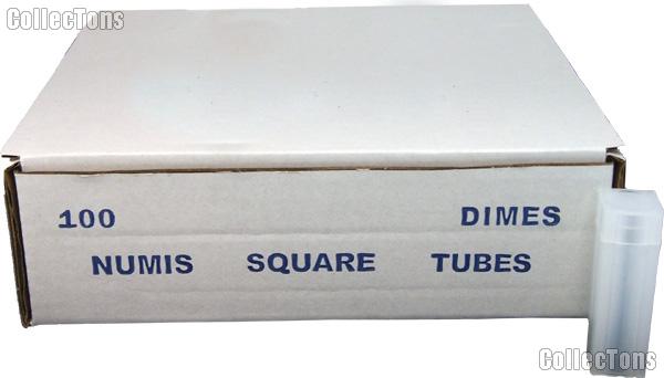 100 Coin Tubes for DIMES by Numis Square Plastic Coin Tubes for 50 Dimes