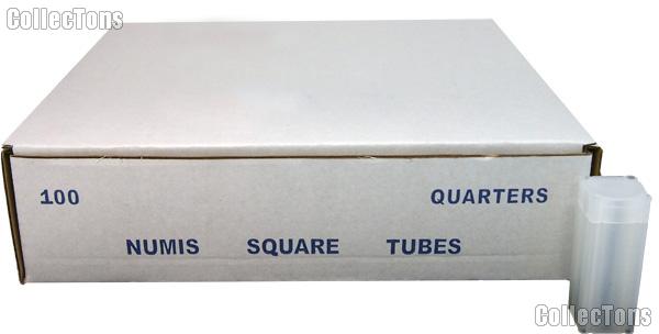 100 Coin Tubes for QUARTERS by Numis Square Plastic Coin Tubes for 40 Quarters