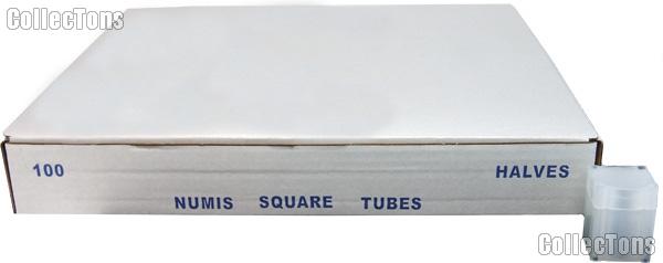 100 Coin Tubes for HALF DOLLARS by Numis Square Plastic Coin Tubes for 20 1/2 Dollars