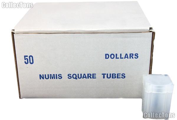 50 Coin Tubes for LARGE DOLLARS by Numis Square Plastic Coin Tubes for 20 Large Dollars