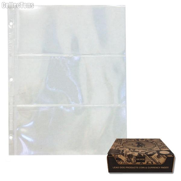 25 Vinyl 3-Pocket Large Currency Pages