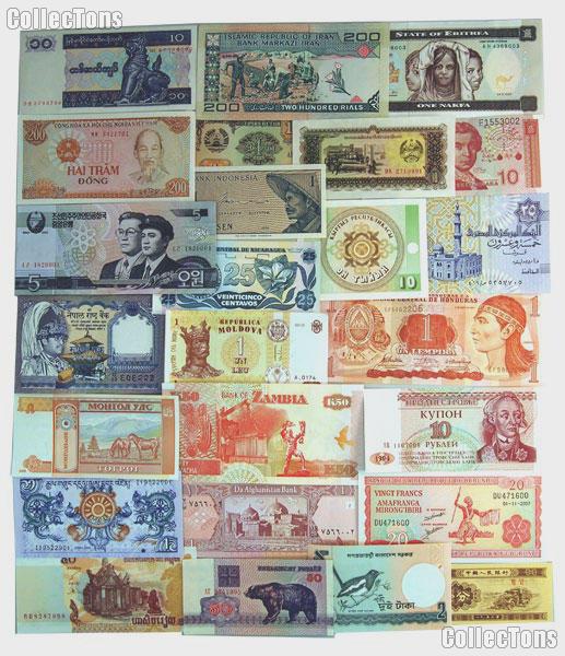 World Currency Starter Set with 25 Bills from 25 Different Countries