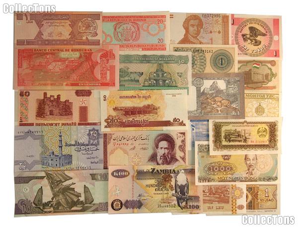 World Currency Starter Set with 20 Bills from 20 Different Countries in Expandable Album