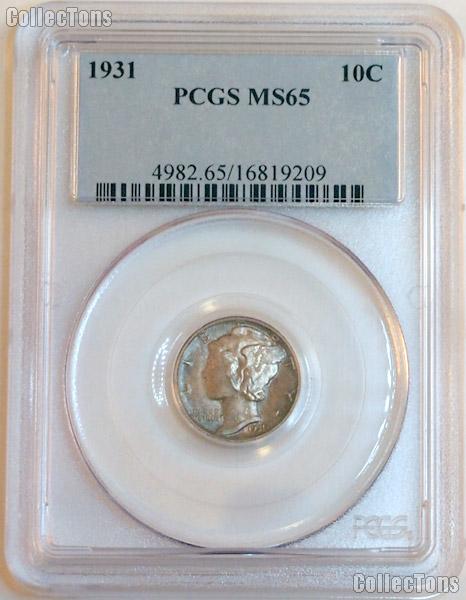 1931 Mercury Silver Dime in PCGS MS 65