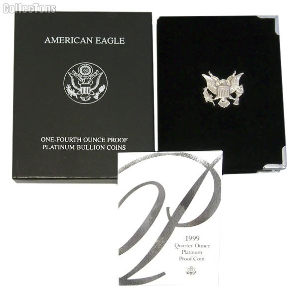1999-W American Eagle 1/4 oz Proof $25 Platinum Bullion Coin OGP Replacement Box and COA