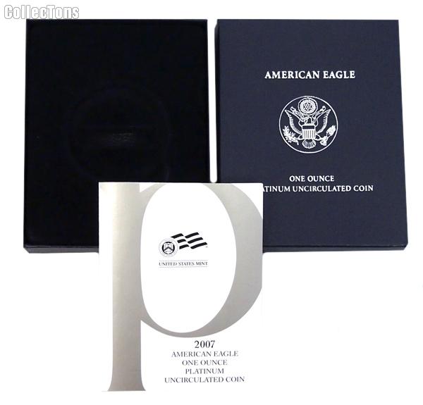 2007-W American Eagle 1 oz Burnished Uncirculated $100 Platinum Bullion Coin OGP Replacement Box and COA