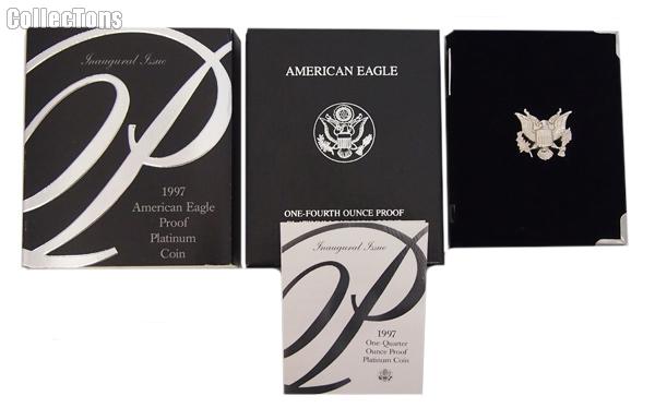 1997-W American Eagle 1/4 oz Proof $25 Platinum Bullion Coin OGP Replacement Box and COA