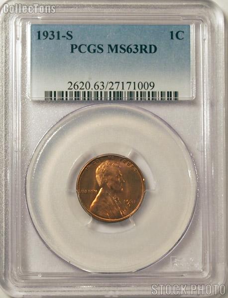 1931-S Lincoln Wheat Cent in PCGS MS 63 RD (Red)