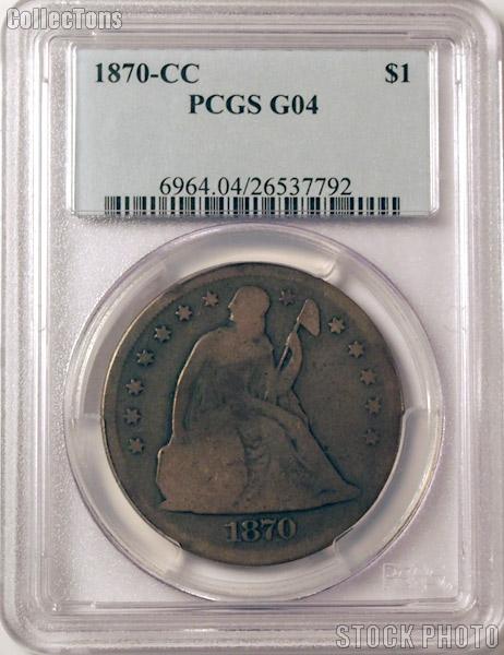 1870-CC Seated Liberty Silver Dollar with Motto in PCGS G 04