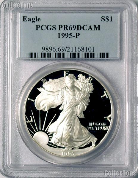 1995-P American Silver Eagle Dollar PROOF in PCGS PR 69 DCAM