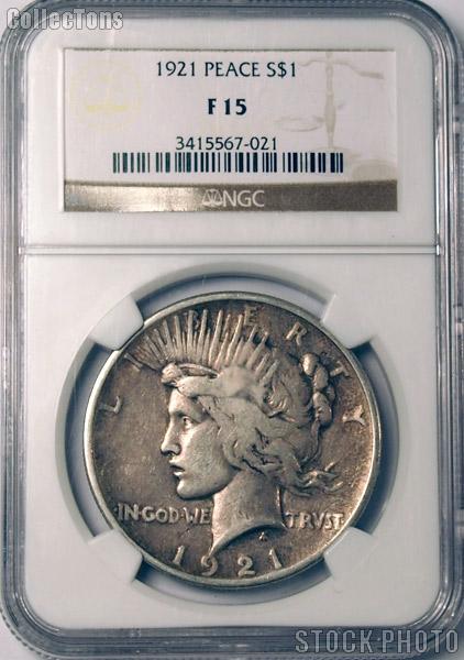 1921 Peace Silver Dollar KEY DATE in NGC F 15