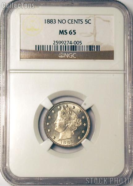 1883 Liberty Head V Nickel Variety 1 NO CENTS in NGC MS 65