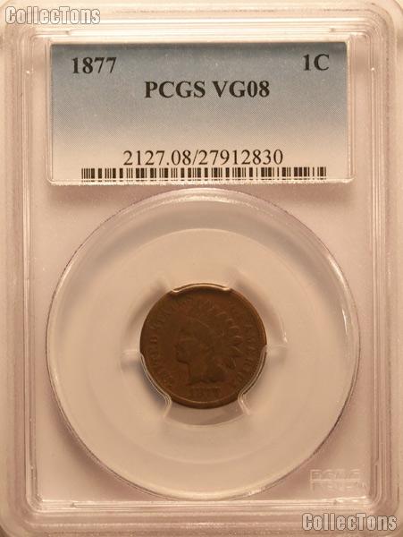 1877 Indian Head Cent KEY DATE in PCGS VG 8