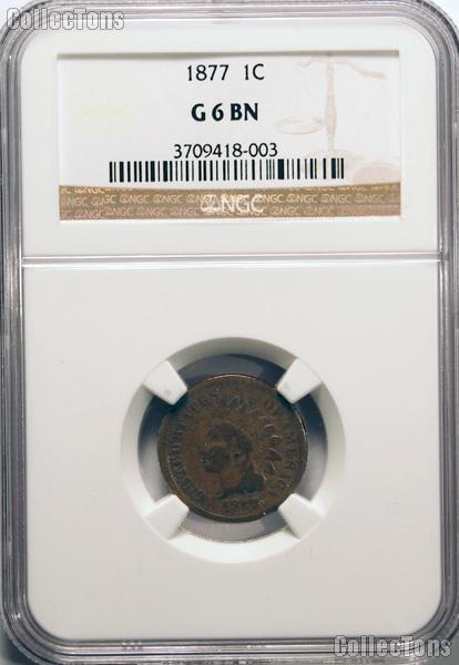 1877 Indian Head Cent KEY DATE in NGC G 6 BN (Brown)