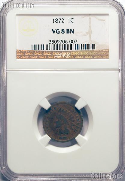 1872 Indian Head Cent KEY DATE in NGC VG 8 BN (Brown)