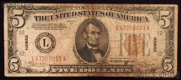 Five Dollar Bill Hawaii Note Brown Seal US Currency