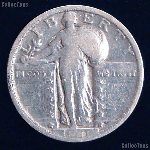 1921 Standing Liberty Silver Quarter Circulated Coin G 4 or Better