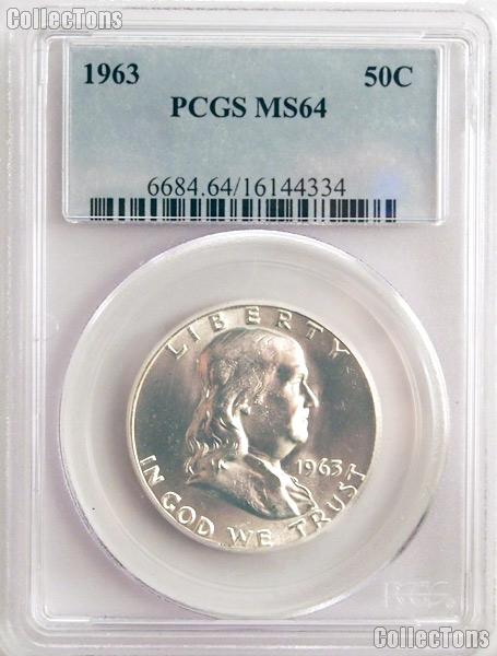 1963 Franklin Silver Half Dollar in PCGS MS 64