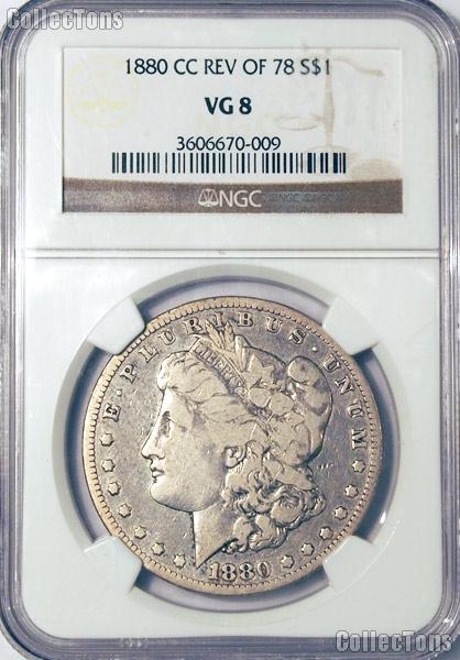 1880-CC REV of 78 Morgan Silver Dollar in NGC VG 8