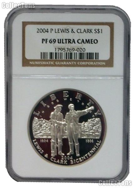 2004-P Lewis and Clark Bicentennial Commemorative Proof Silver Dollar in NGC PF 69 Ultra Cameo