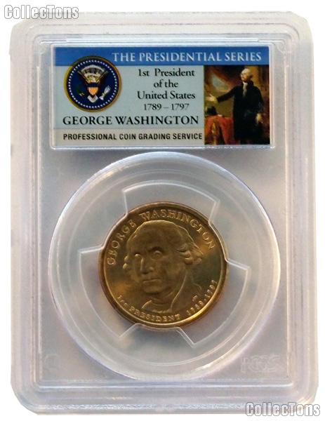2007 Washington Presidential Dollar Missing Edge Lettering Mint Error Coin in Presidential Series PCGS MS 65