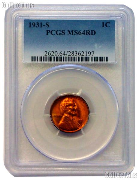 1931-S Lincoln Wheat Cent KEY DATE in PCGS MS 64 RD