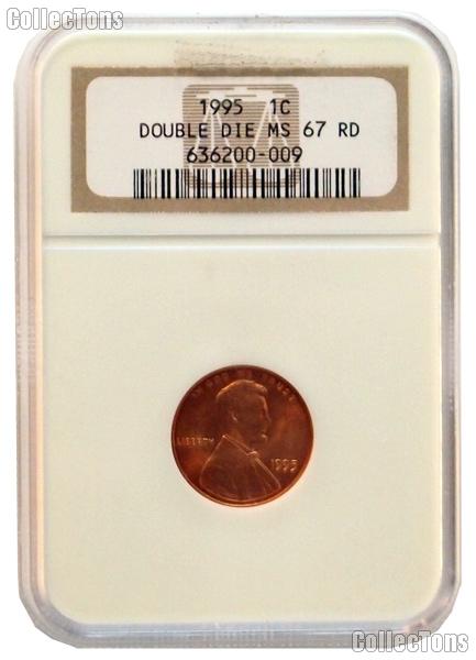 1995 Doubled Die Obverse DDO Lincoln Memorial Cent in NGC MS 67 RD (Red)
