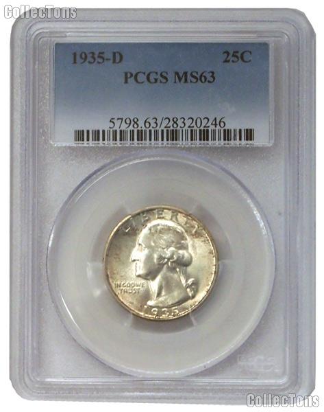 1935-D Washington Silver Quarter in PCGS MS 63