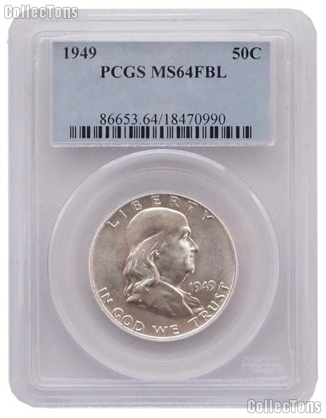 1949 Franklin Silver Half Dollar in PCGS MS 64 FBL (Full Bell Line)