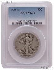 1938-D Walking Liberty Silver Half Dollar KEY DATE in PCGS VG 10