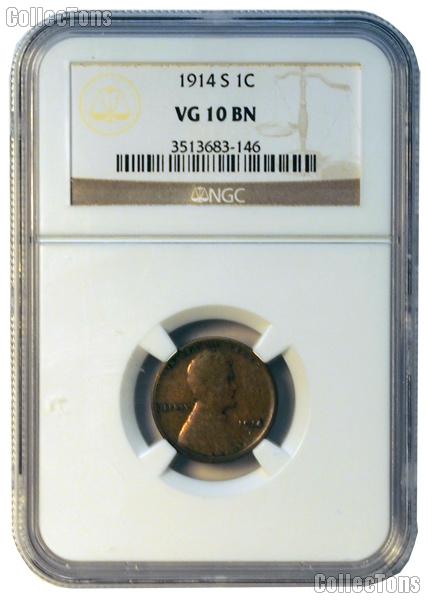 1914-S Lincoln Wheat Cent KEY DATE in NGC VG 10 BN