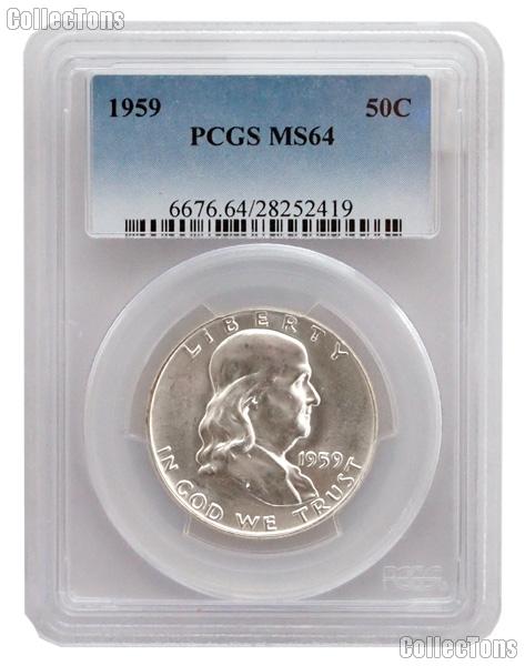 1959 Franklin Silver Half Dollar in PCGS MS 64