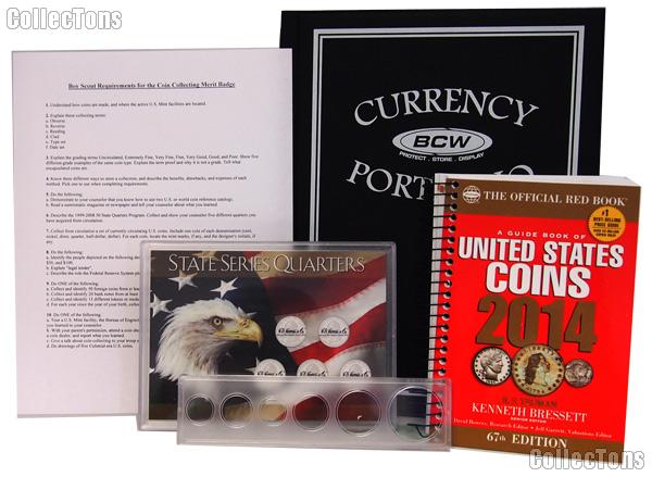 Boy Scouts Coin Collecting Merit Badge Supply Set with Requirements