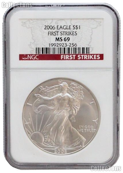 2006 American Silver Eagle Dollar FIRST STRIKES in NGC MS 69