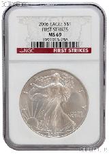 2006 American Silver Eagle Dollar FIRST STRIKES in NGC MS 69