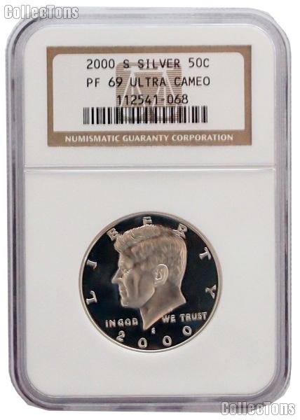 2000-S Kennedy Silver PROOF Half Dollar in NGC PF 69 ULTRA CAMEO