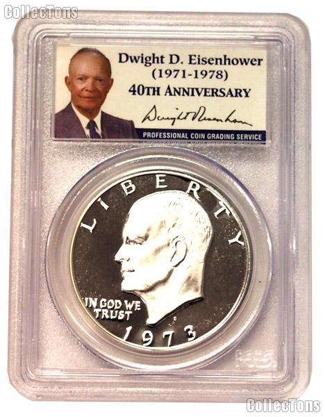 1973-S Eisenhower Silver PROOF Dollar in 40th Anniversary PCGS PR 69 DCAM