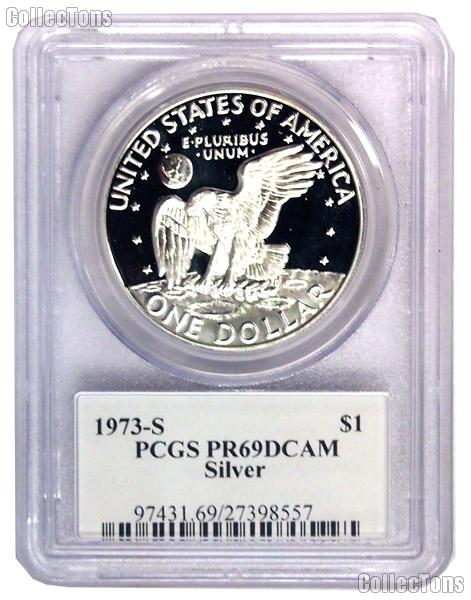 1973-S Eisenhower Silver PROOF Dollar in 40th Anniversary PCGS PR 69 DCAM